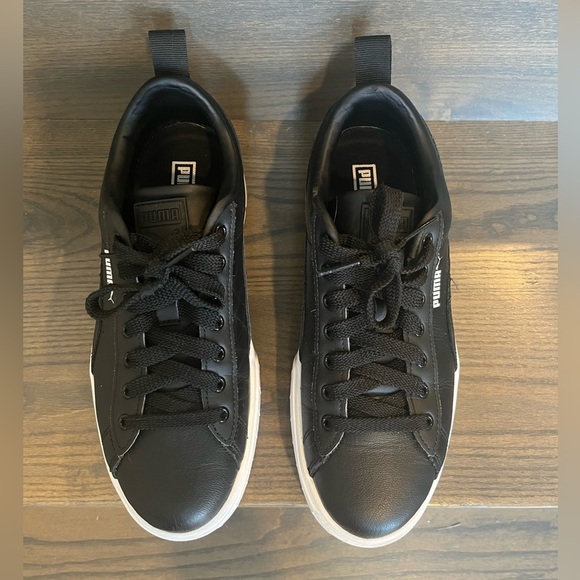 Puma Mayze Black Leather Platform Sneaker Size 8 - Picture 4 of 9